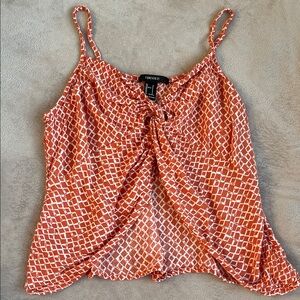 Geometric Orange and White Tank Top